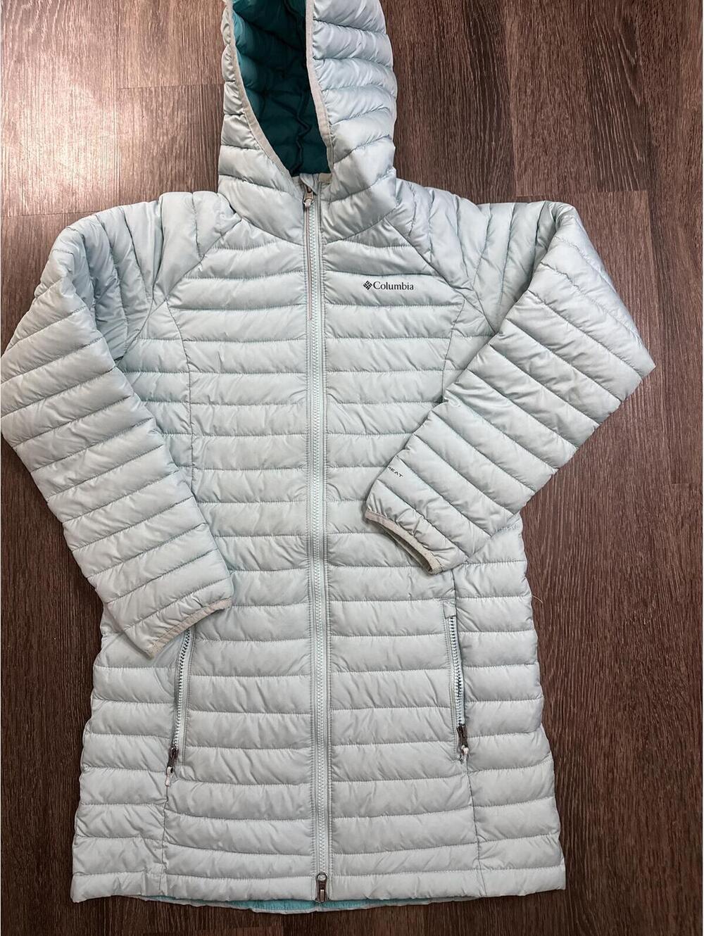 Columbia Kids Youth Hooded Quilted Puffer Coat Size L Light Blue